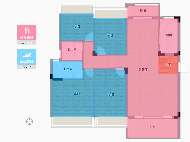 广西壮族自治区-桂林市-灵川碧桂园-107.18-户型库-动静分区