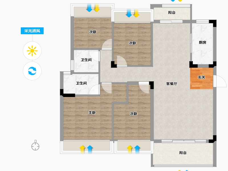 广西壮族自治区-桂林市-灵川碧桂园-107.18-户型库-采光通风