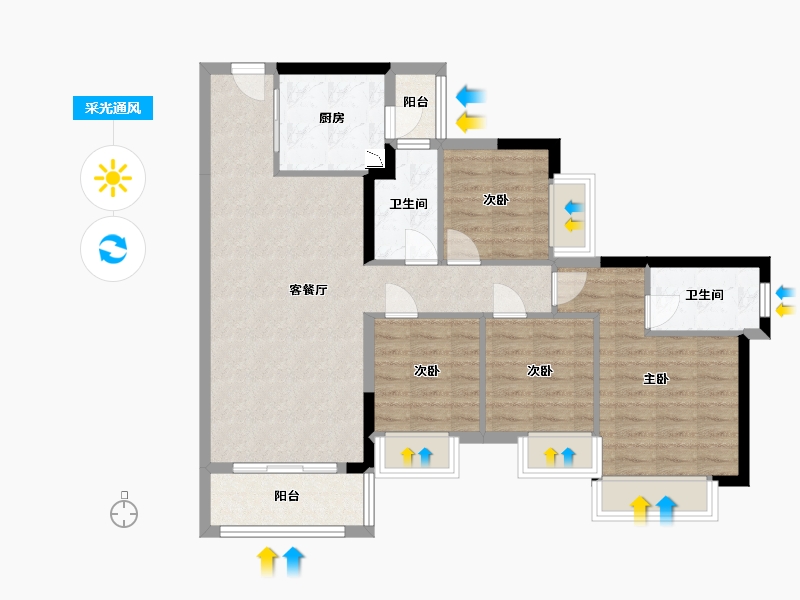 广东省-东莞市-龙光江南大境-89.11-户型库-采光通风