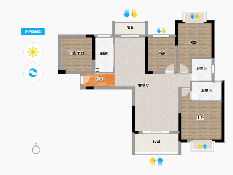 广西壮族自治区-桂林市-天骄紫东新城-102.40-户型库-采光通风