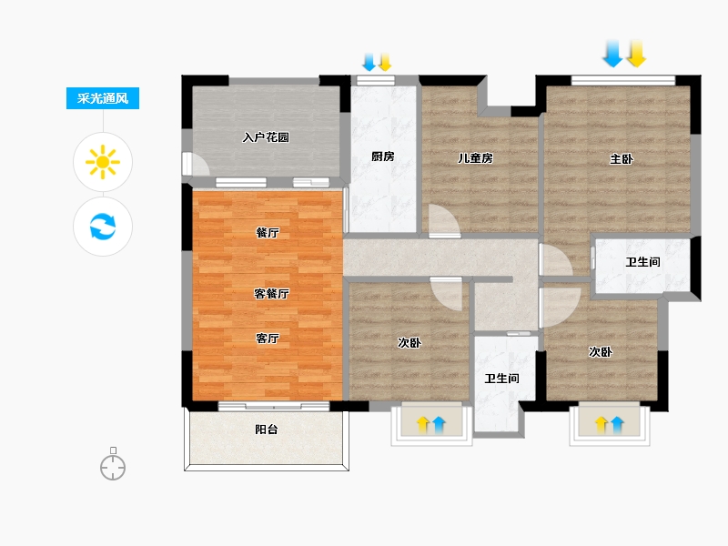 海南省-儋州市-衍宏万国大都会-93.55-户型库-采光通风