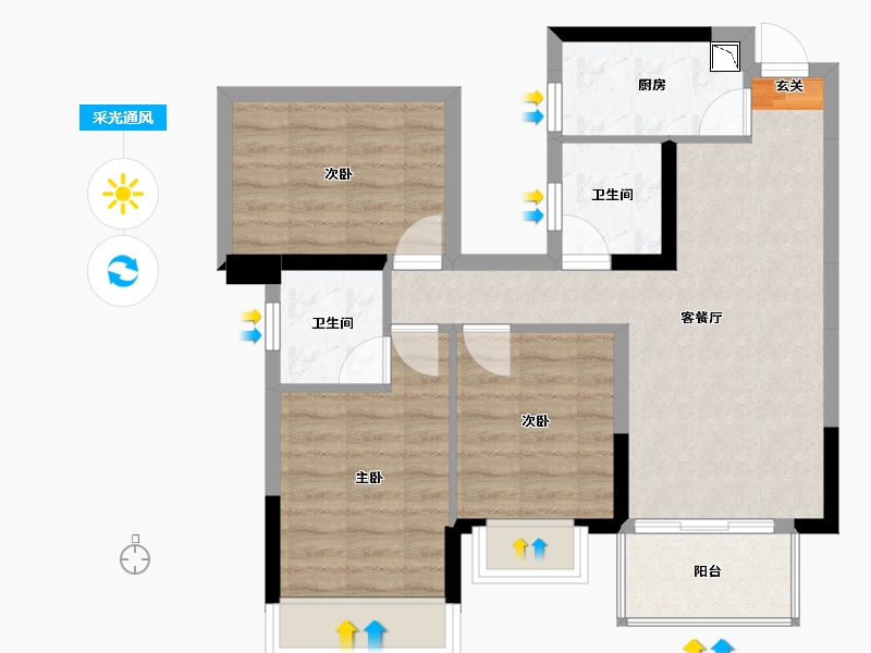 广西壮族自治区-南宁市-荣和五象院子-67.90-户型库-采光通风