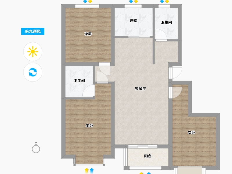 河北省-承德市-泰悦府-86.26-户型库-采光通风