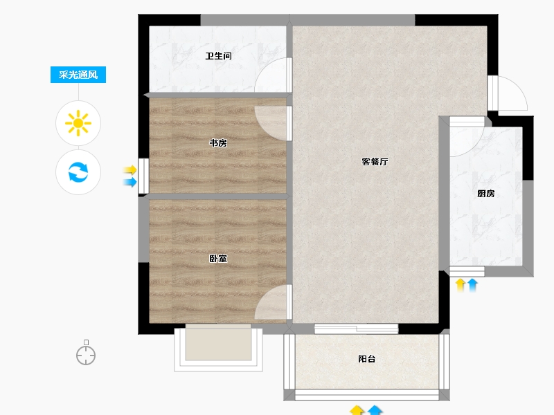 广西壮族自治区-南宁市-汉军冠江台-55.36-户型库-采光通风