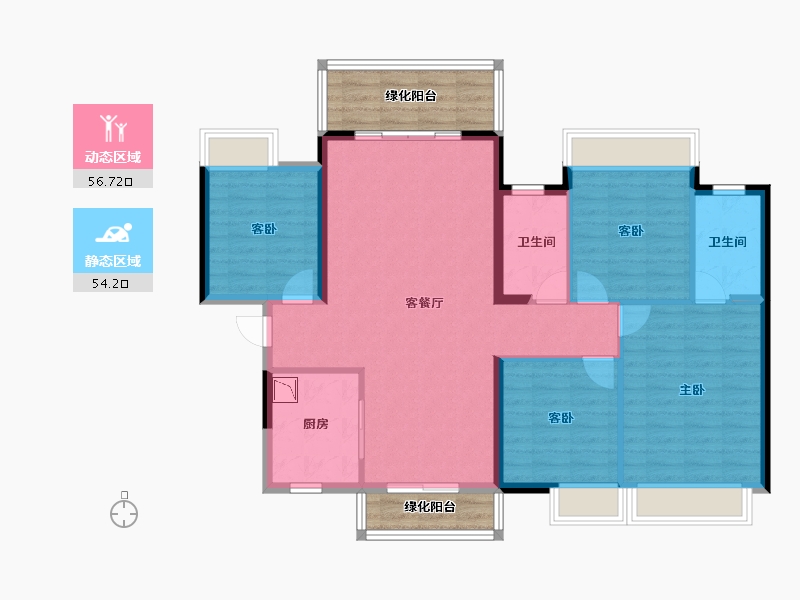 广西壮族自治区-南宁市-龙光玖珑华府-111.11-户型库-动静分区