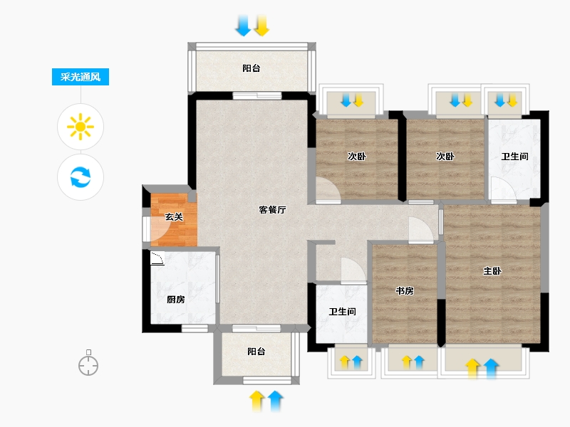 广东省-东莞市-金地名京-83.08-户型库-采光通风