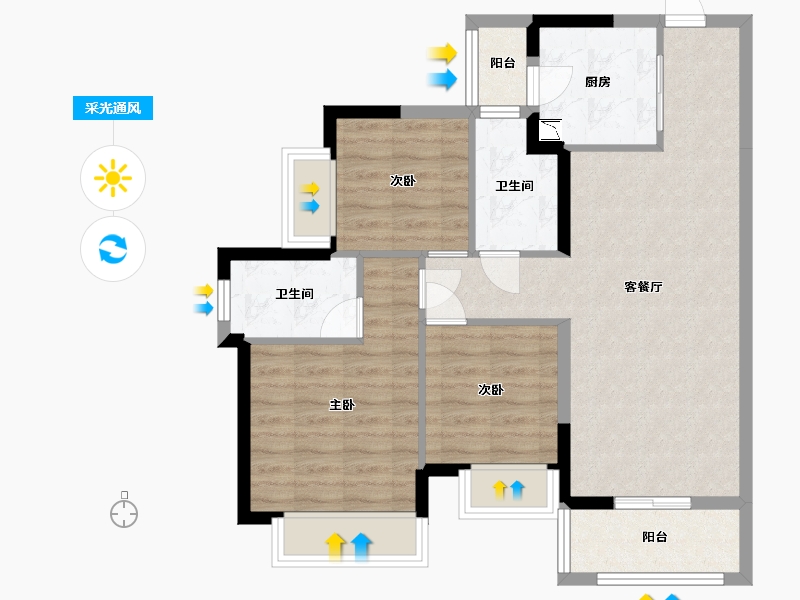 广东省-东莞市-龙光江南大境-76.92-户型库-采光通风