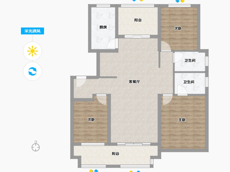 山东省-菏泽市-绿地理想城-108.00-户型库-采光通风