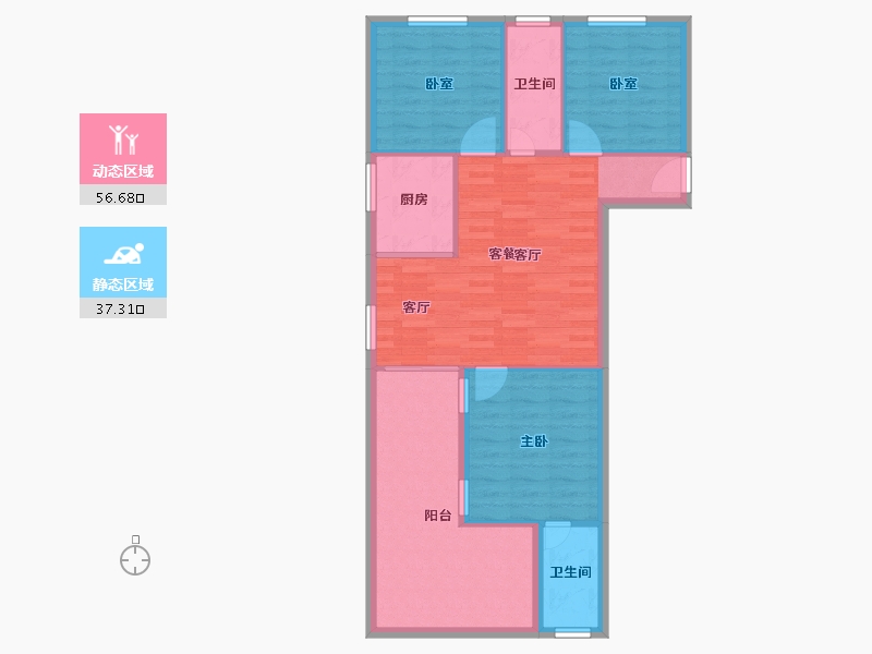 海南省-三亚市-温泉庄园-85.04-户型库-动静分区