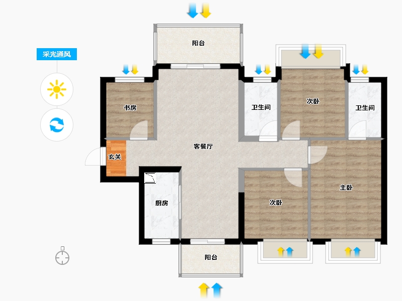 广西壮族自治区-南宁市-阳光城大唐檀境-89.06-户型库-采光通风