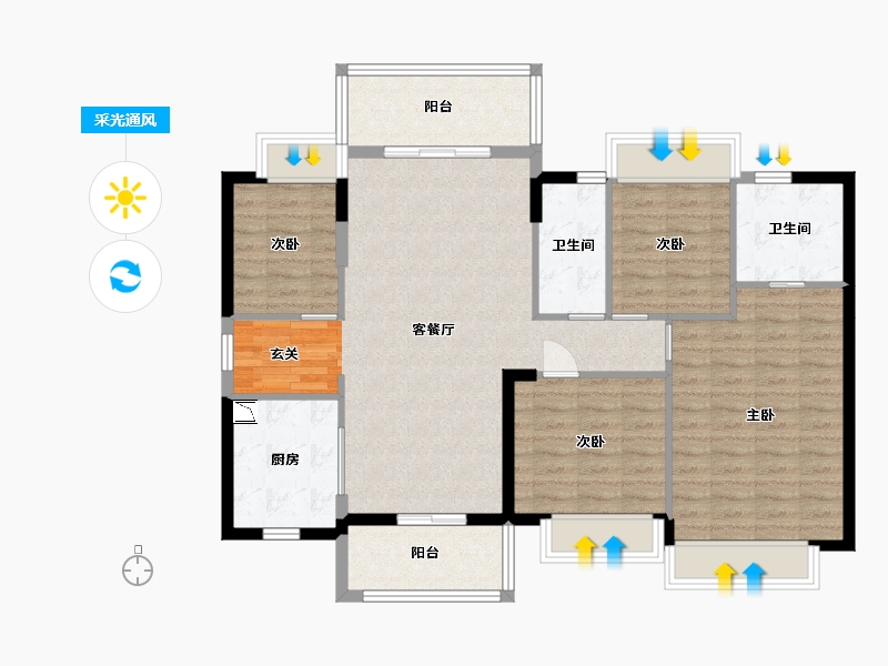 广东省-东莞市-佳兆业时代芳华-109.24-户型库-采光通风