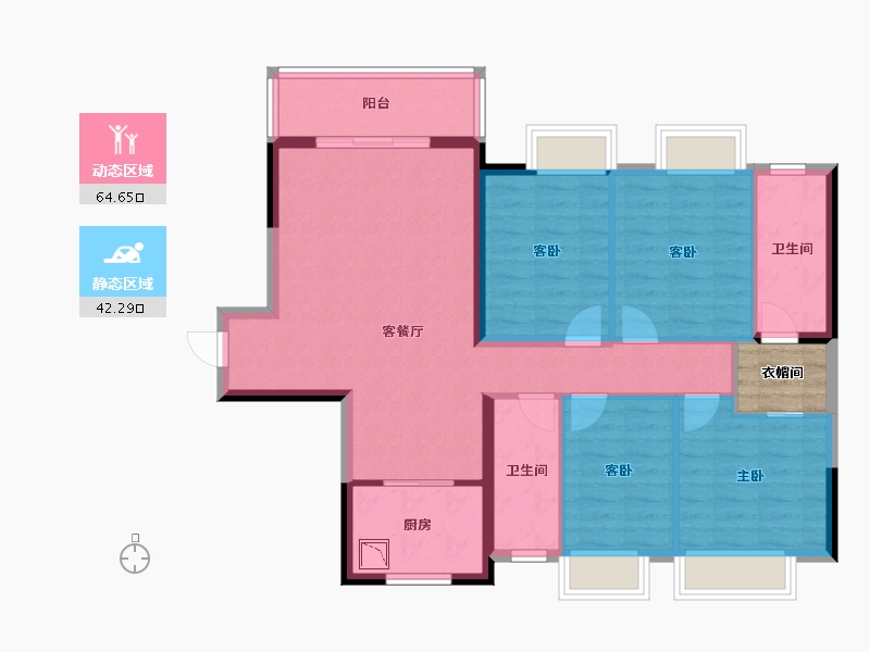 广西壮族自治区-南宁市-汉军冠江台-98.88-户型库-动静分区