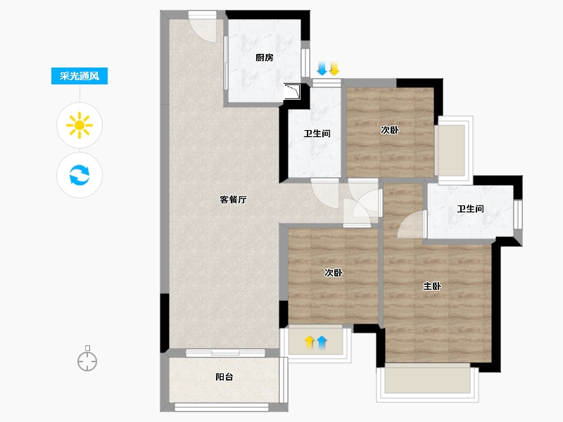 广东省-东莞市-龙光江南大境-68.85-户型库-采光通风