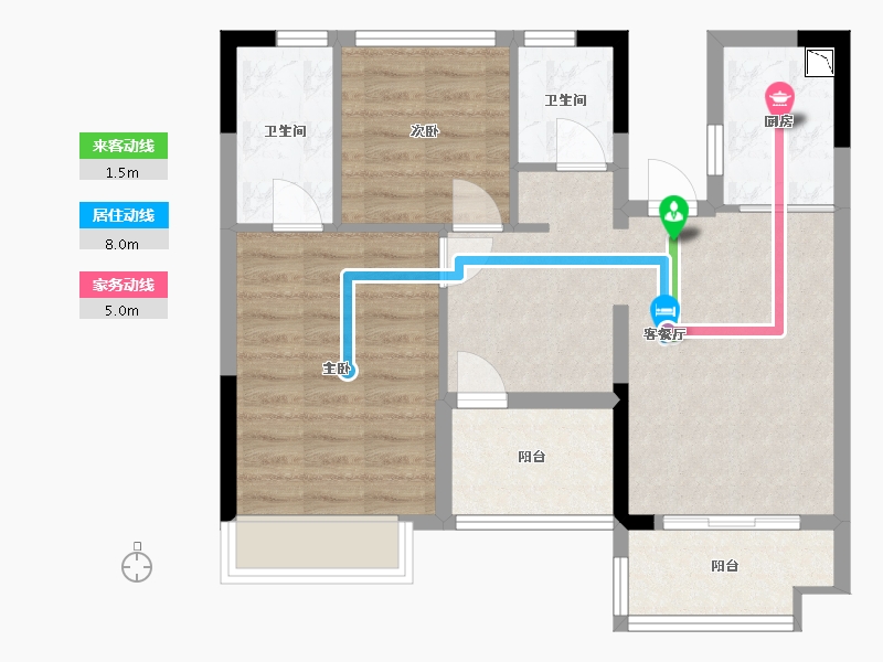 广东省-广州市-万科桃源里-66.92-户型库-动静线