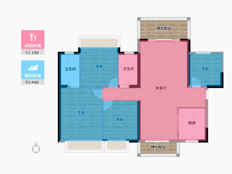 广西壮族自治区-南宁市-龙光玖珑华府-102.08-户型库-动静分区