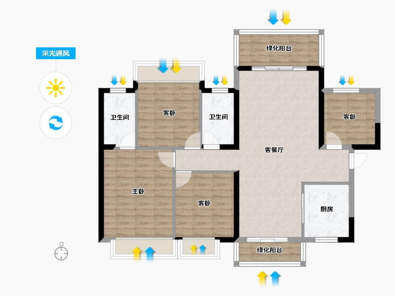 广西壮族自治区-南宁市-龙光玖珑华府-102.08-户型库-采光通风