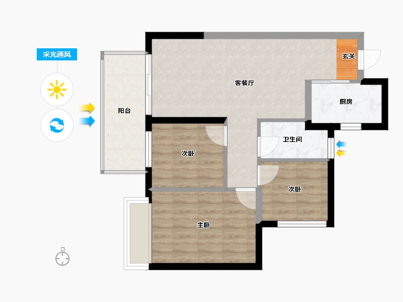 广西壮族自治区-南宁市-阳光城大唐檀境-65.93-户型库-采光通风