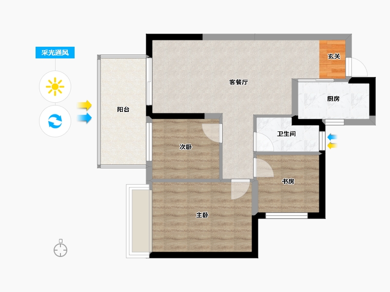 广西壮族自治区-南宁市-阳光城大唐檀境-68.44-户型库-采光通风