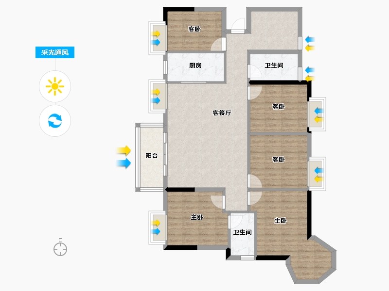 广西壮族自治区-南宁市-汉军冠江台-115.22-户型库-采光通风