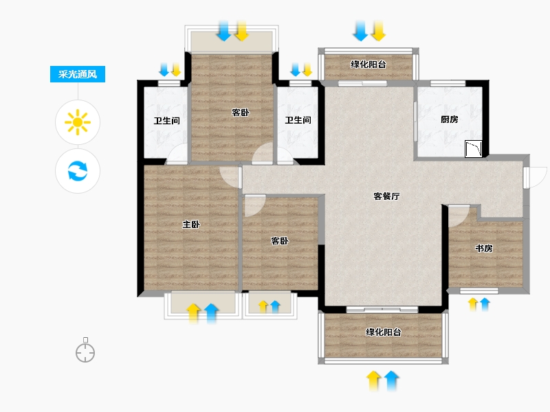 广西壮族自治区-南宁市-龙光玖珑华府-114.19-户型库-采光通风