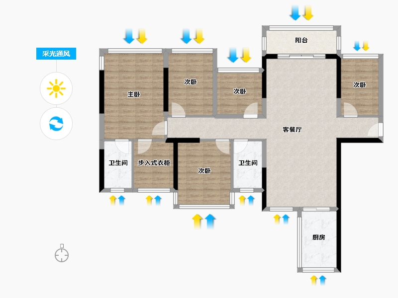 广西壮族自治区-南宁市-西建冠城世家-120.83-户型库-采光通风