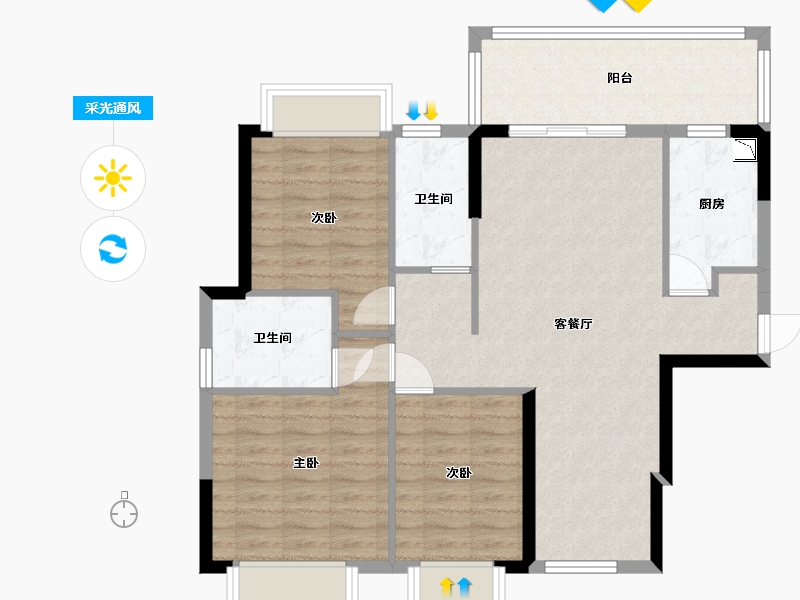 广东省-东莞市-汇景风华-91.69-户型库-采光通风