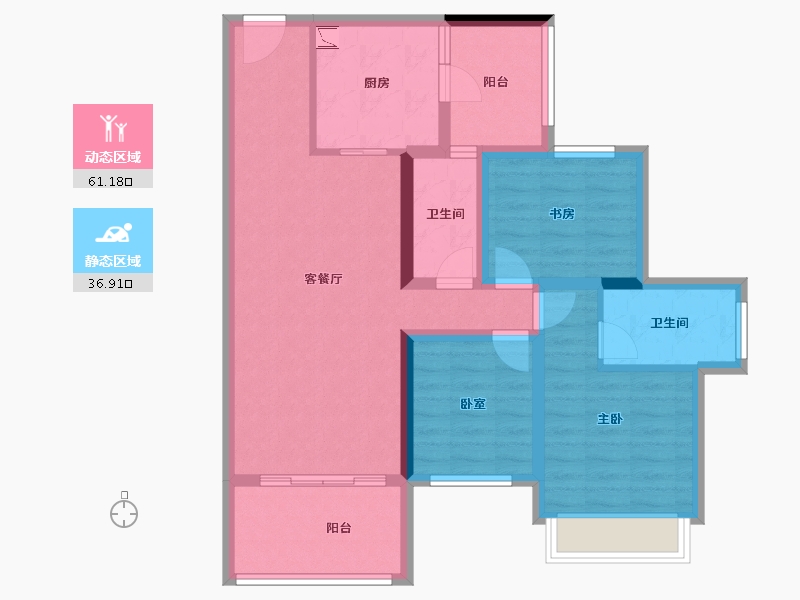 广西壮族自治区-贵港市-华泰荣御-86.38-户型库-动静分区