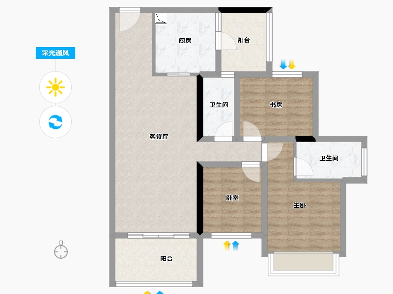 广西壮族自治区-贵港市-华泰荣御-86.38-户型库-采光通风