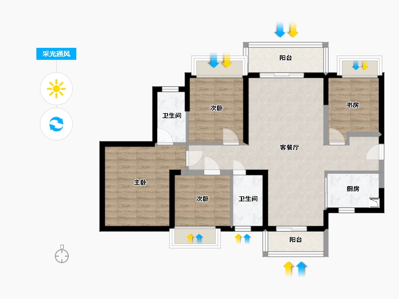 广东省-东莞市-三盈·新壹城-90.08-户型库-采光通风