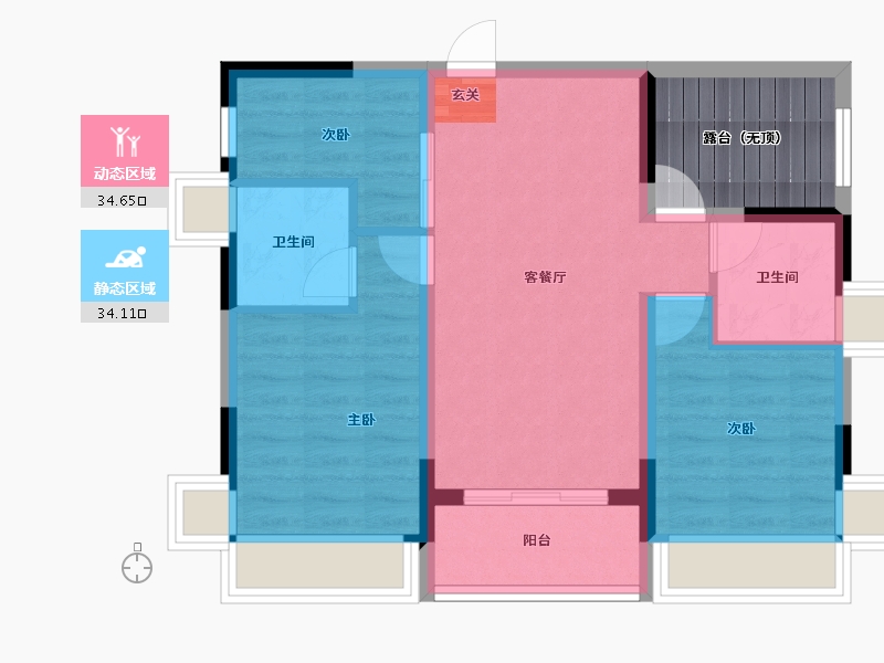 广东省-中山市-越秀天樾湾-67.35-户型库-动静分区