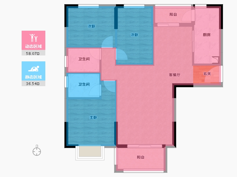 广东省-中山市-华立凯旋新城-85.31-户型库-动静分区