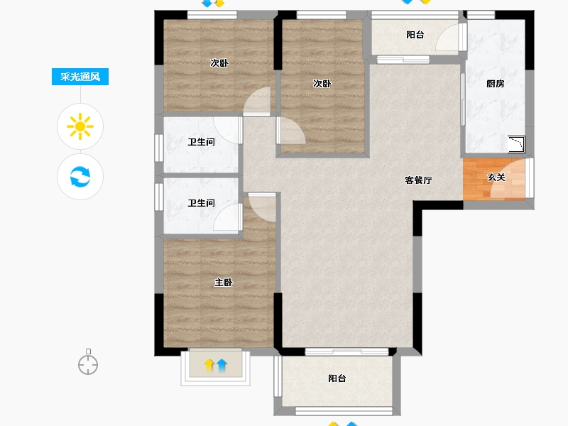 广东省-中山市-华立凯旋新城-85.31-户型库-采光通风