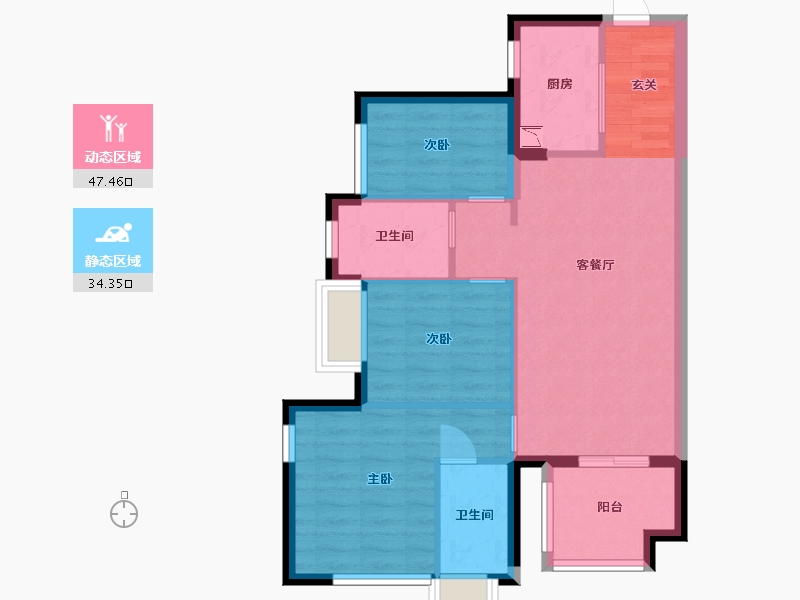 广东省-东莞市-凤岗·四季花城-72.85-户型库-动静分区