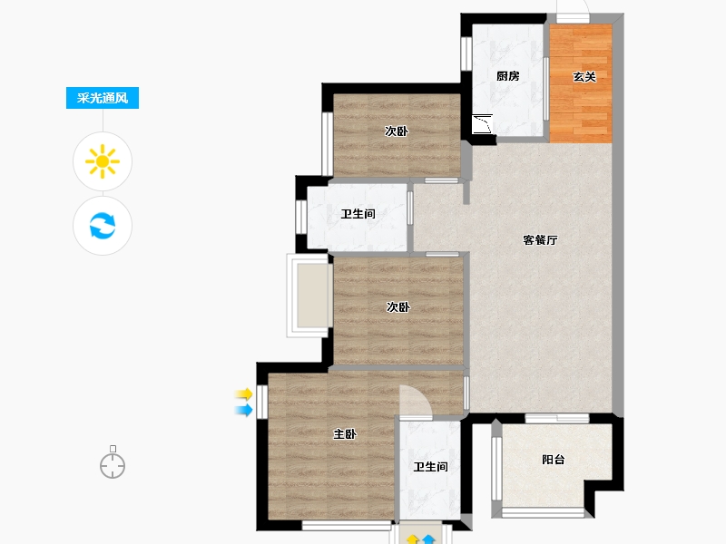 广东省-东莞市-凤岗·四季花城-72.85-户型库-采光通风