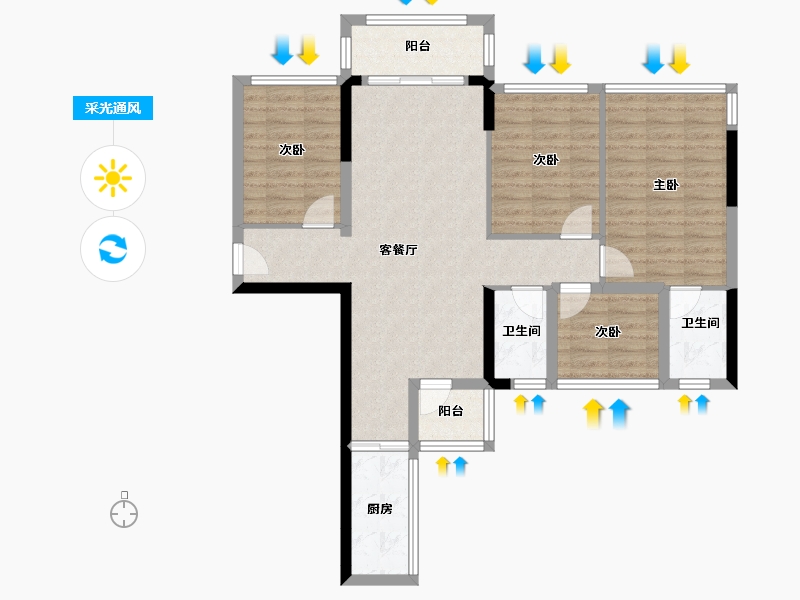 广西壮族自治区-南宁市-西建冠城世家-91.48-户型库-采光通风