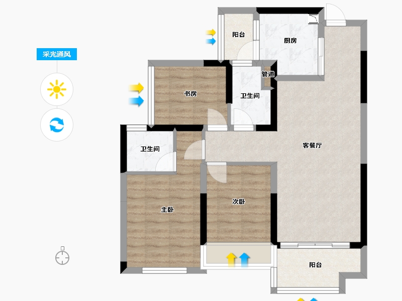 广西壮族自治区-桂林市-桂林彰泰学府-76.78-户型库-采光通风