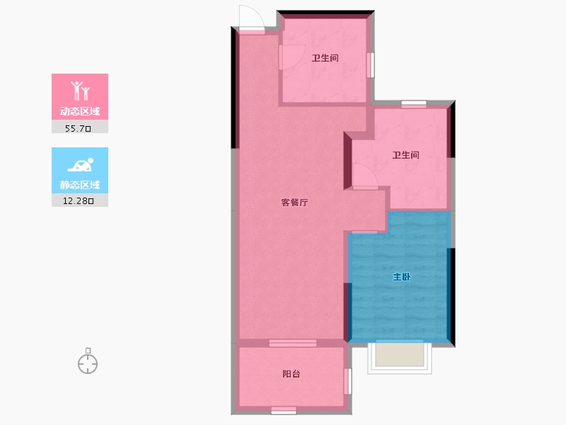 广西壮族自治区-北海市-嘉和冠山海-60.74-户型库-动静分区