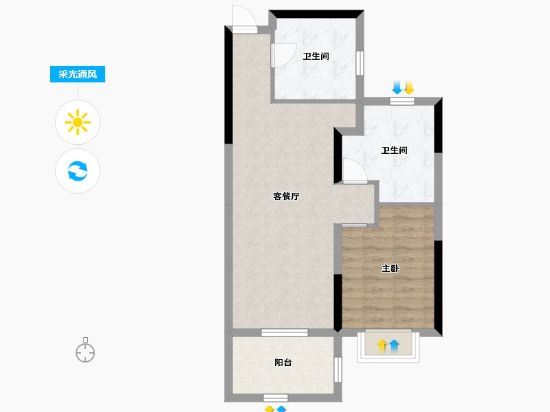 广西壮族自治区-北海市-嘉和冠山海-60.74-户型库-采光通风