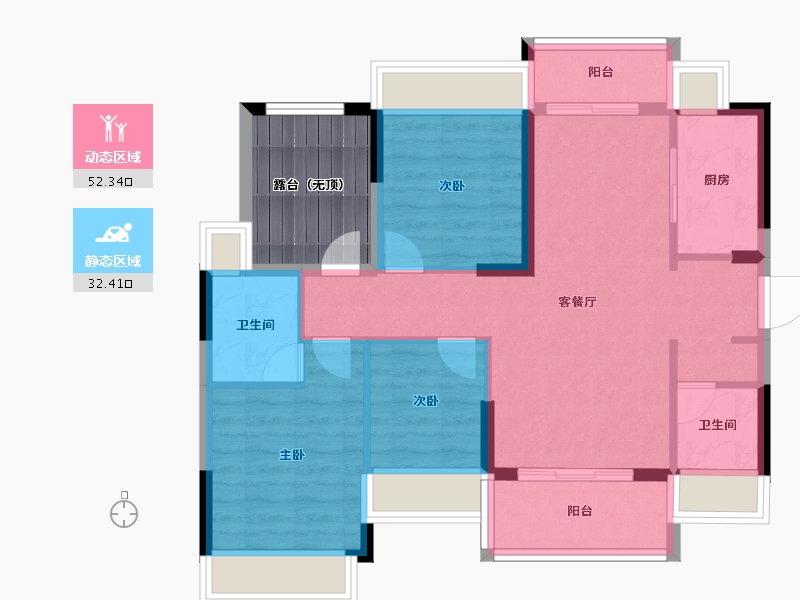 广东省-中山市-越秀天樾湾-82.86-户型库-动静分区