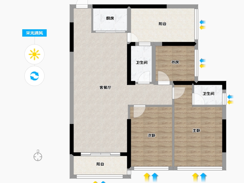 广西壮族自治区-南宁市-西建冠城世家-92.28-户型库-采光通风