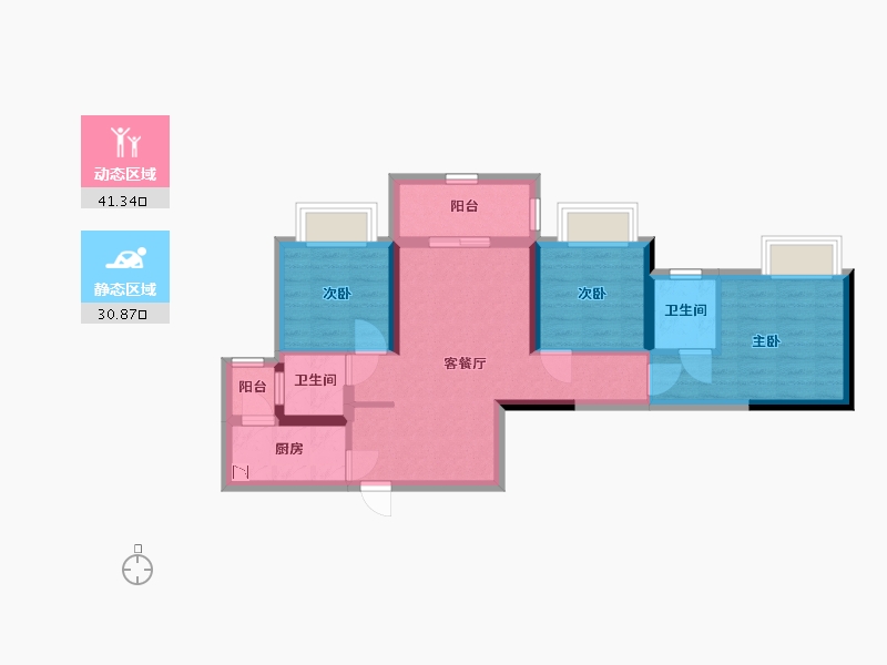 广西壮族自治区-南宁市-人和公园溪府-62.71-户型库-动静分区