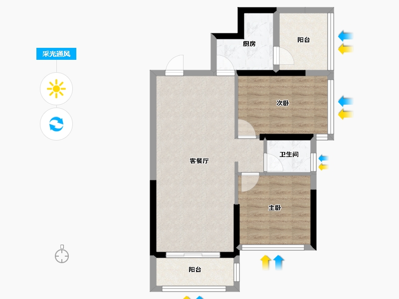 广西壮族自治区-南宁市-西建冠城世家-65.75-户型库-采光通风