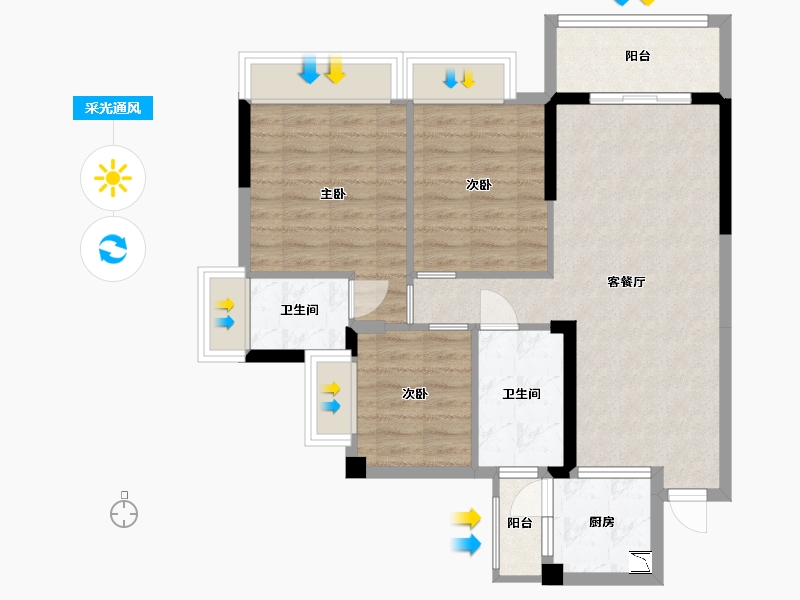 广东省-东莞市-香缤1号-75.34-户型库-采光通风