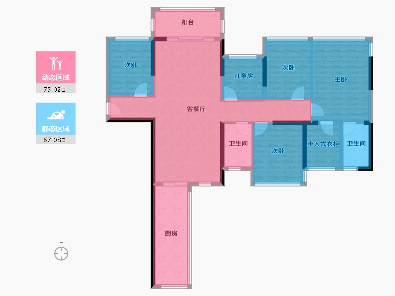 广西壮族自治区-南宁市-西建冠城世家-126.88-户型库-动静分区