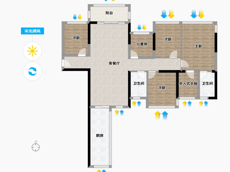 广西壮族自治区-南宁市-西建冠城世家-126.88-户型库-采光通风