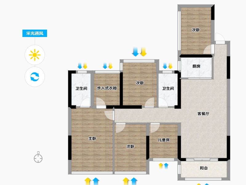 广西壮族自治区-南宁市-西建冠城世家-114.19-户型库-采光通风