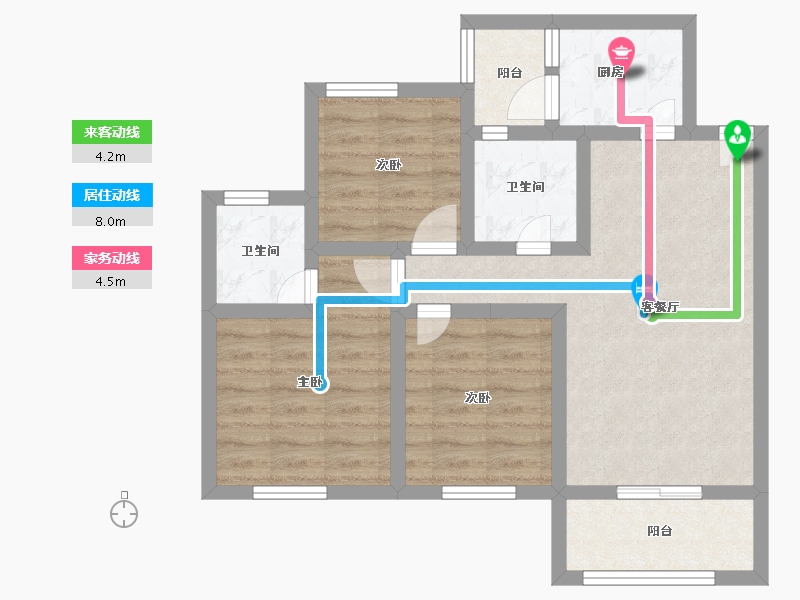 海南省-三亚市-海韵阳光城-65.32-户型库-动静线