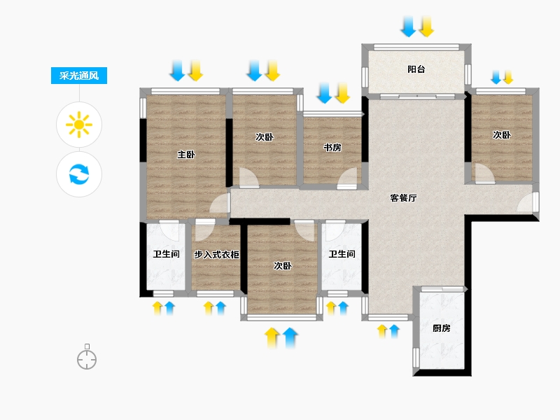 广西壮族自治区-南宁市-西建冠城世家-117.19-户型库-采光通风