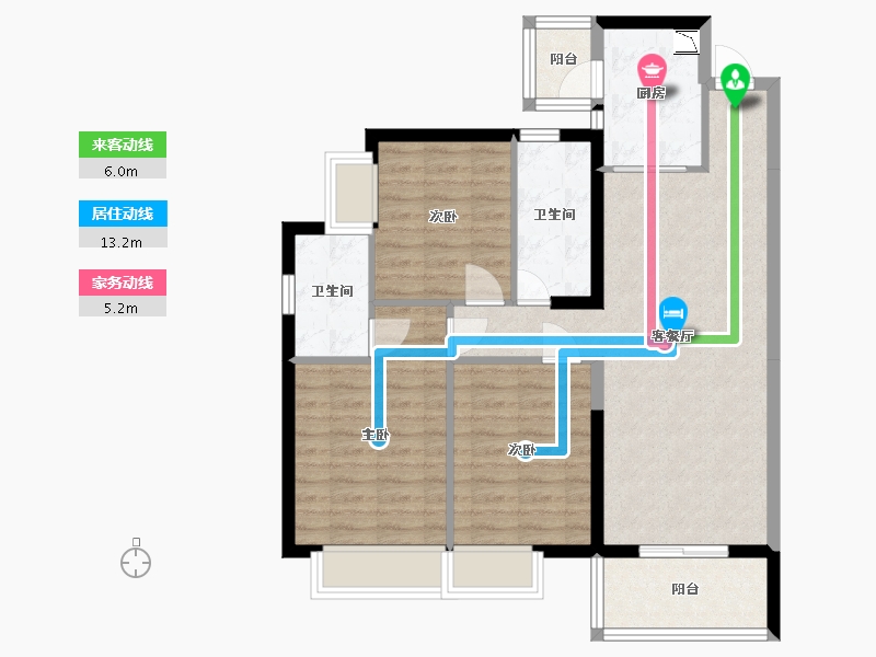 广东省-东莞市-佳兆业碧海云天-85.66-户型库-动静线