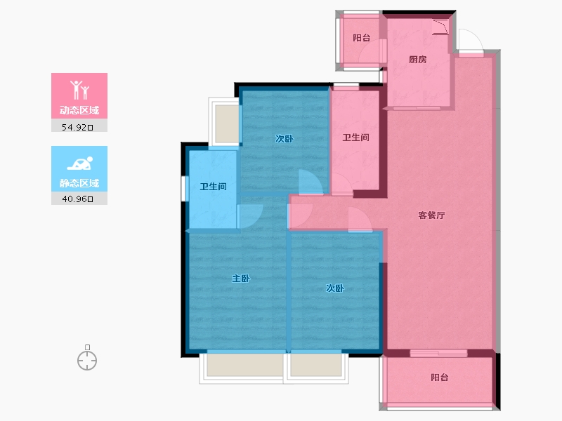 广东省-东莞市-佳兆业碧海云天-85.66-户型库-动静分区